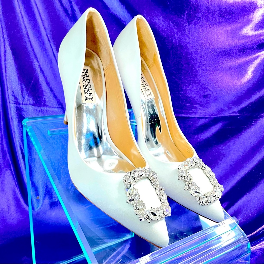 Badgley Mischka Cher Satin Buckle Cocktail High-Heel Pumps (New)